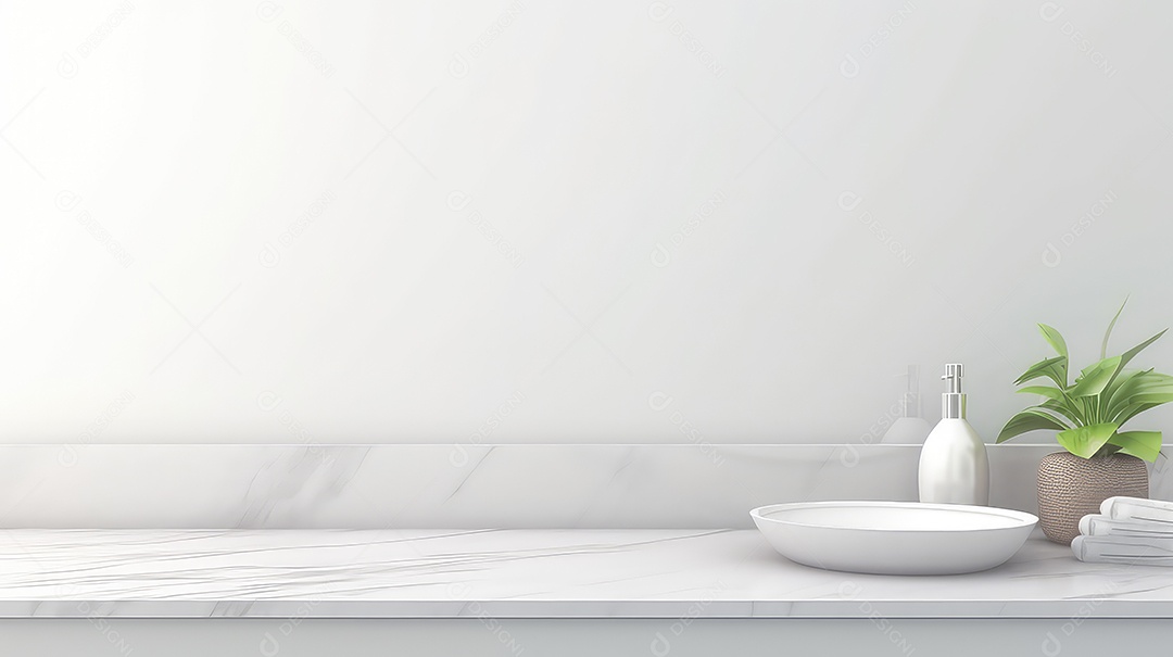 Frascos de cosméticos brancos sobre mesa de mármore branco