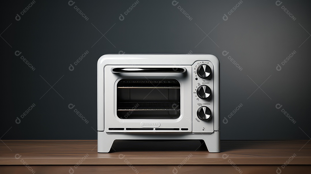 Um forno de micro onas branco isolado em fundo cinza