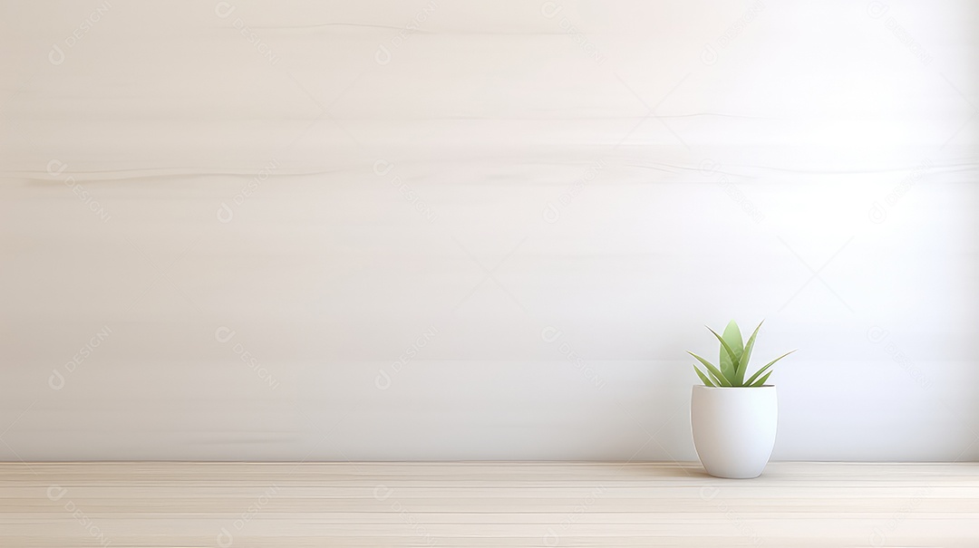 Prateleira de madeira vazia com vaso no fundo da parede de madeira branca