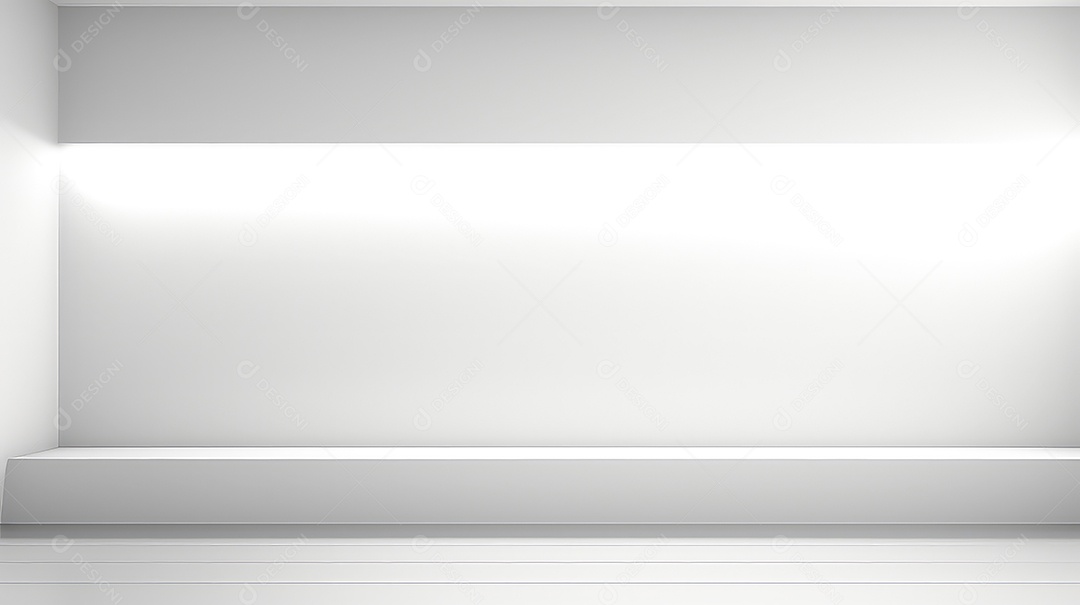 Sala branca vazia com luz e sombra na parede