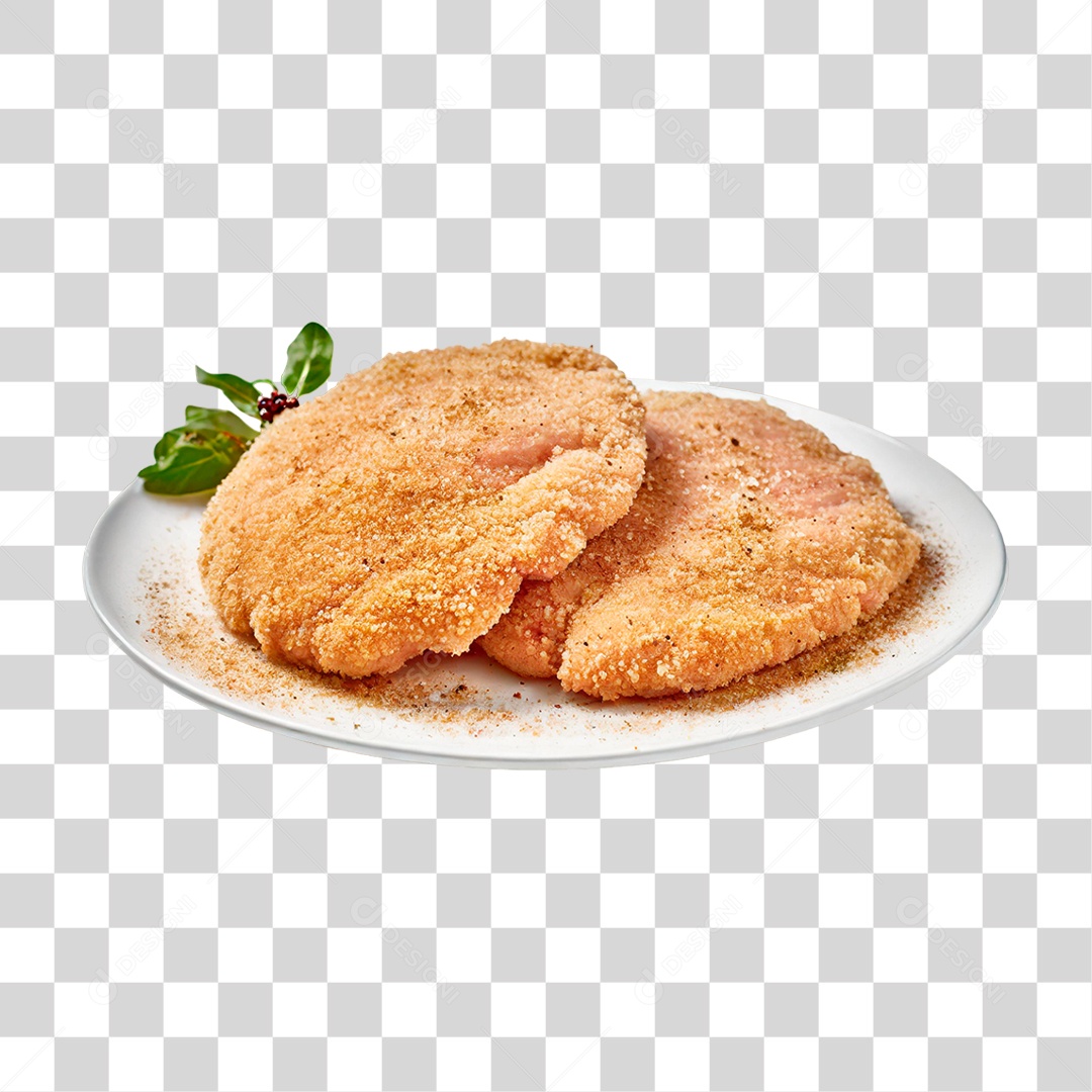 Prato com Schnitzel de Frango PNG Transparente