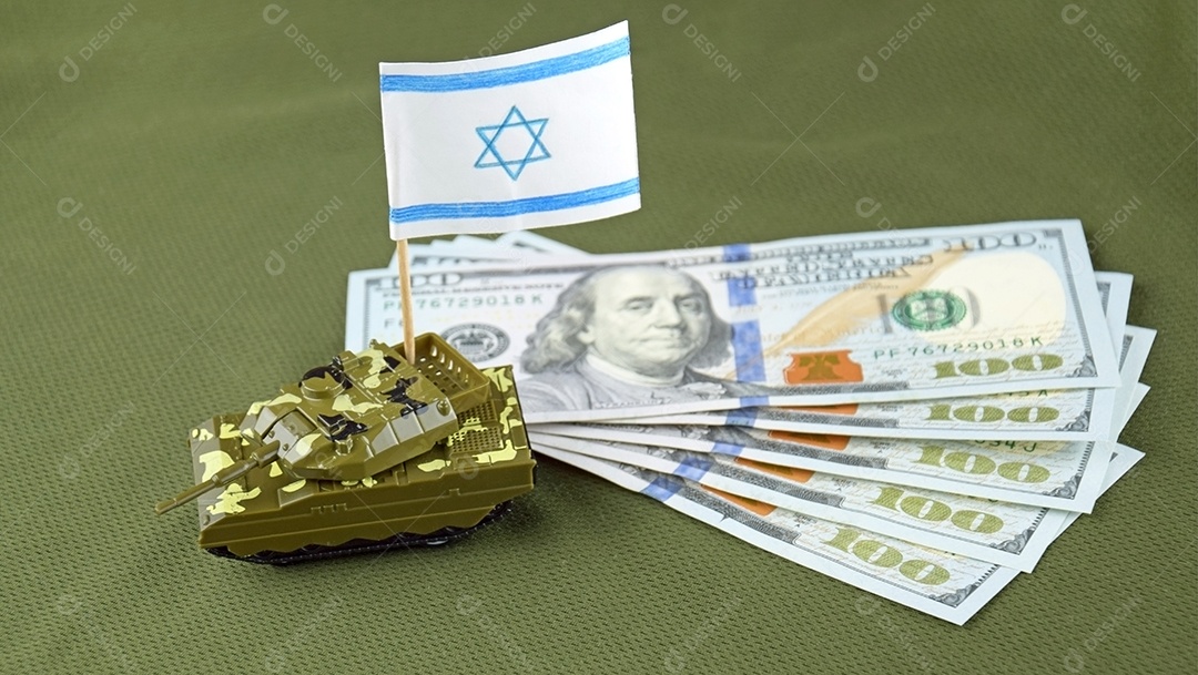 Um tanque de guerra com a bandeira israelense