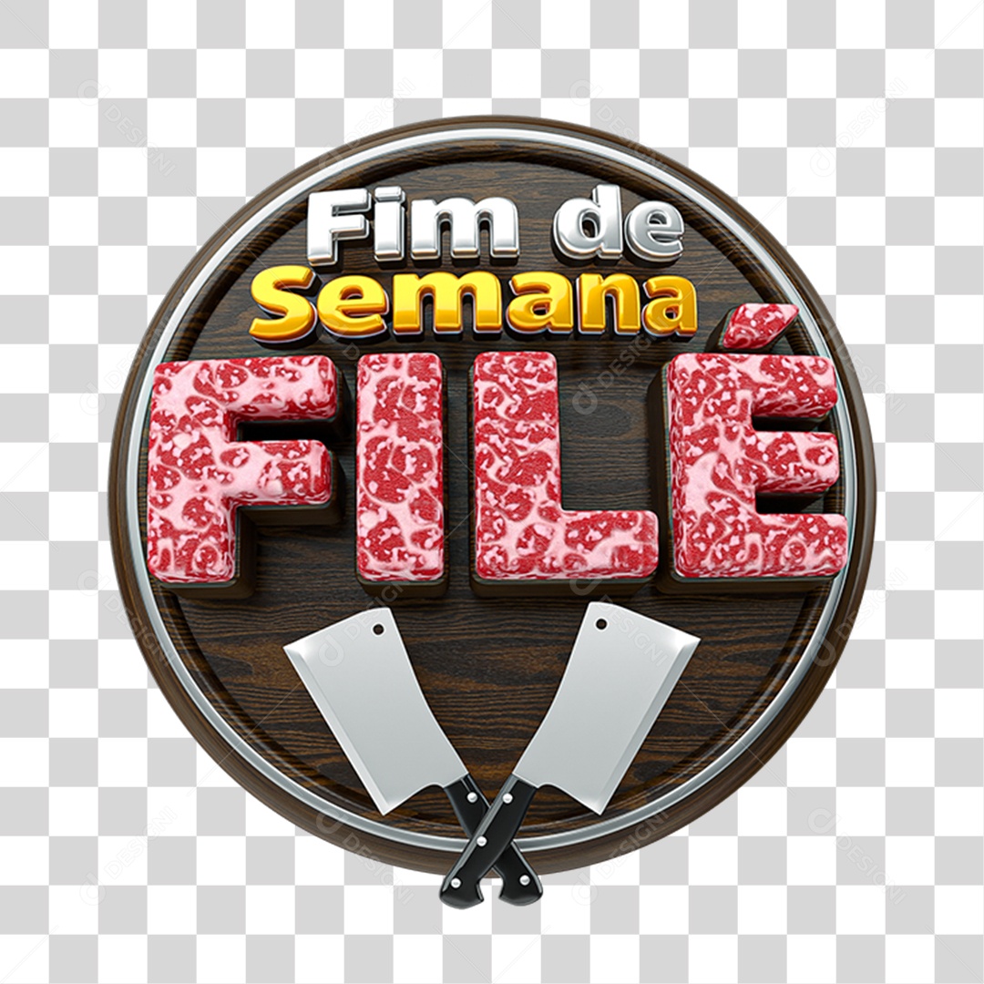 Selo 3D Fim de Semana Filé PNG Transparente