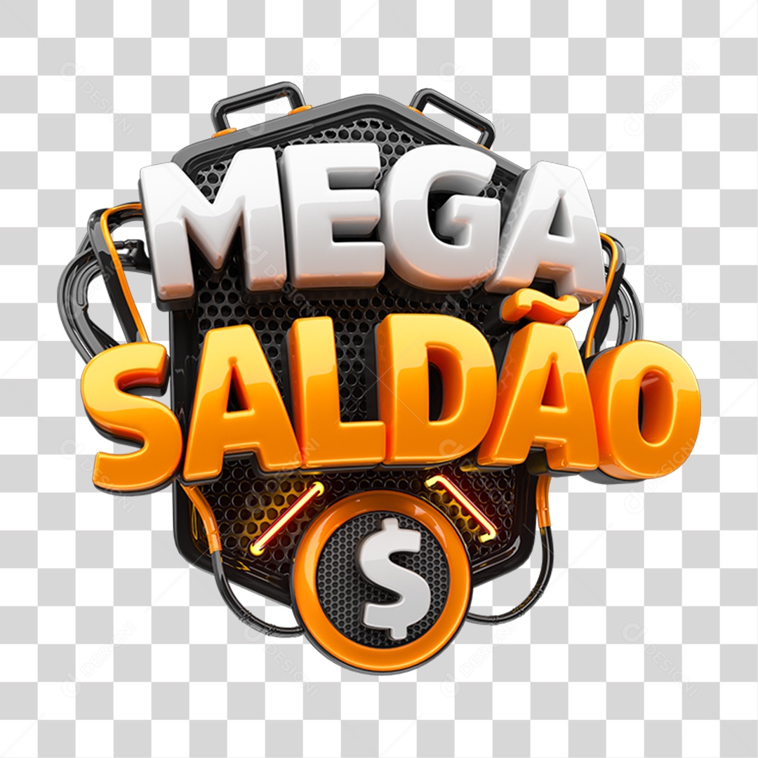 Elemento 3D Mega Saldão Para Composição PNG Transparente