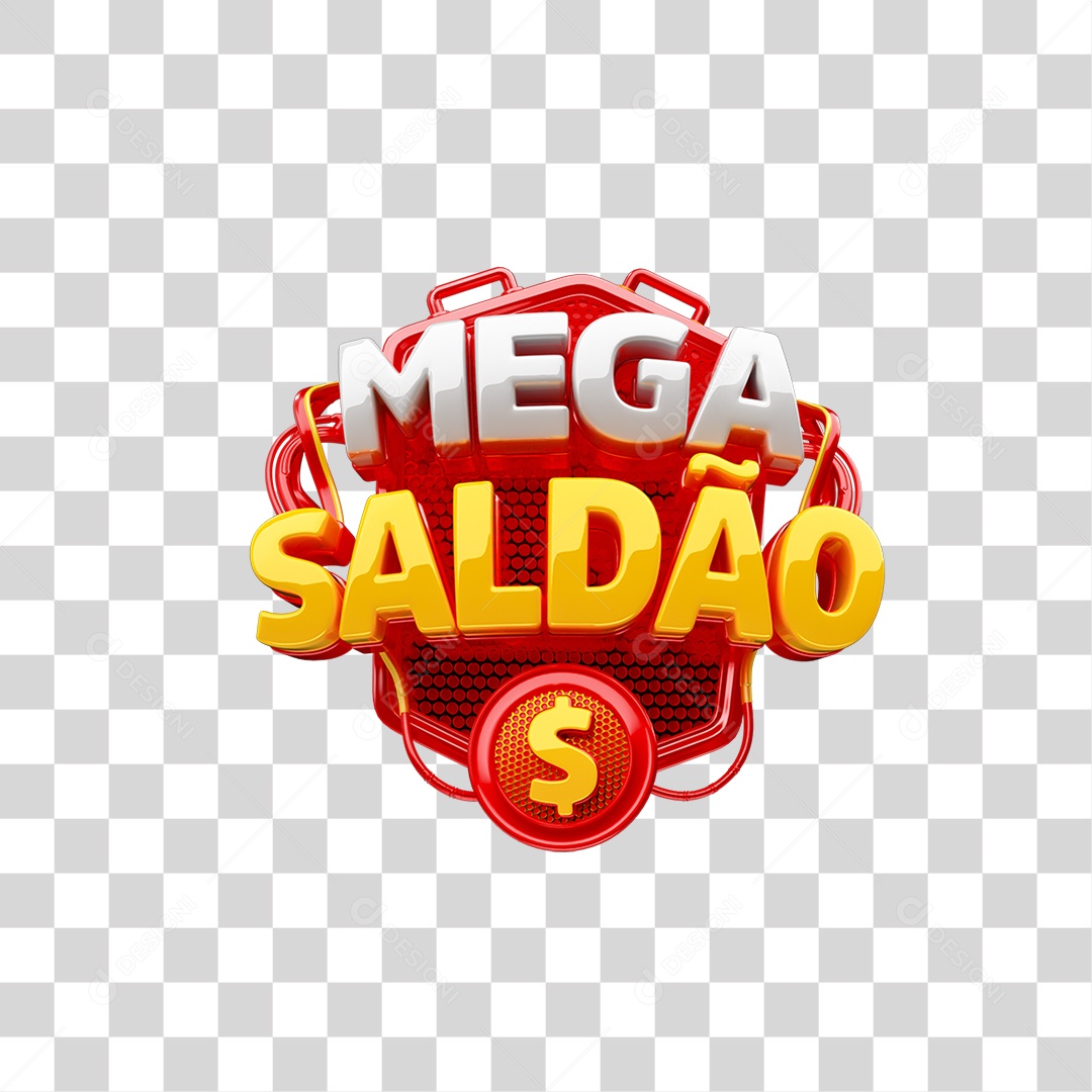 Elemento 3D Mega Saldão Para Composição PNG Transparente