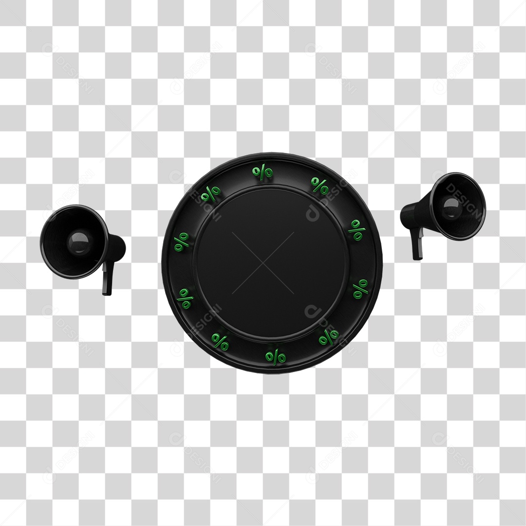 Elemento 3D Alto-falantes Circulo PNG Transparente