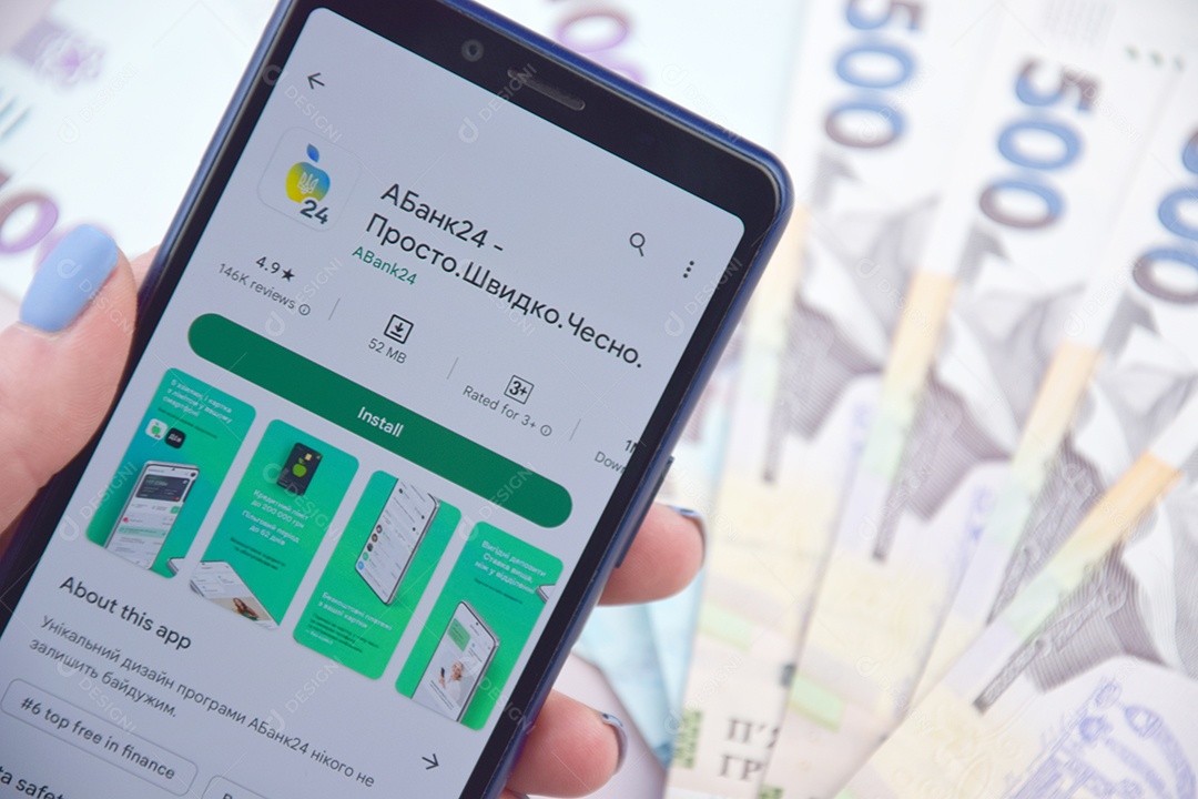 Aplicativo móvel de banco Abank Online na Ucrânia