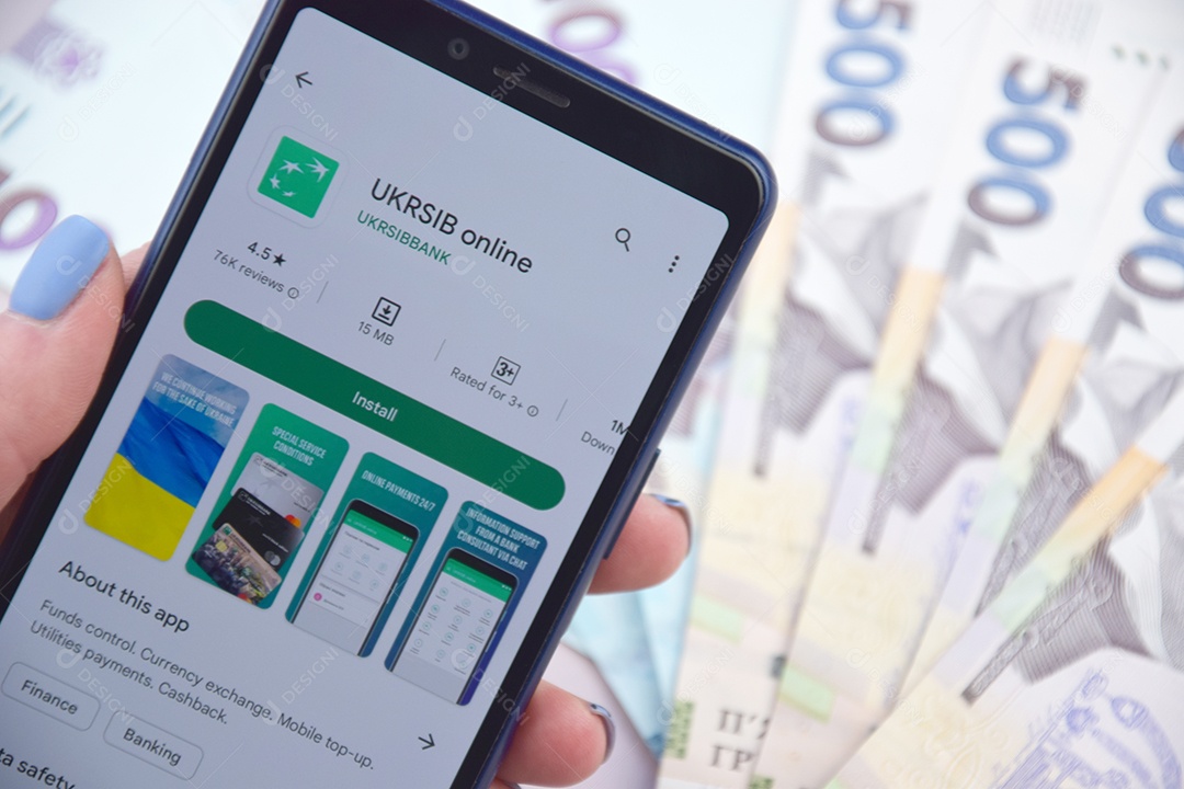 Aplicativo móvel de banco do Ukrsib Online na Ucrânia