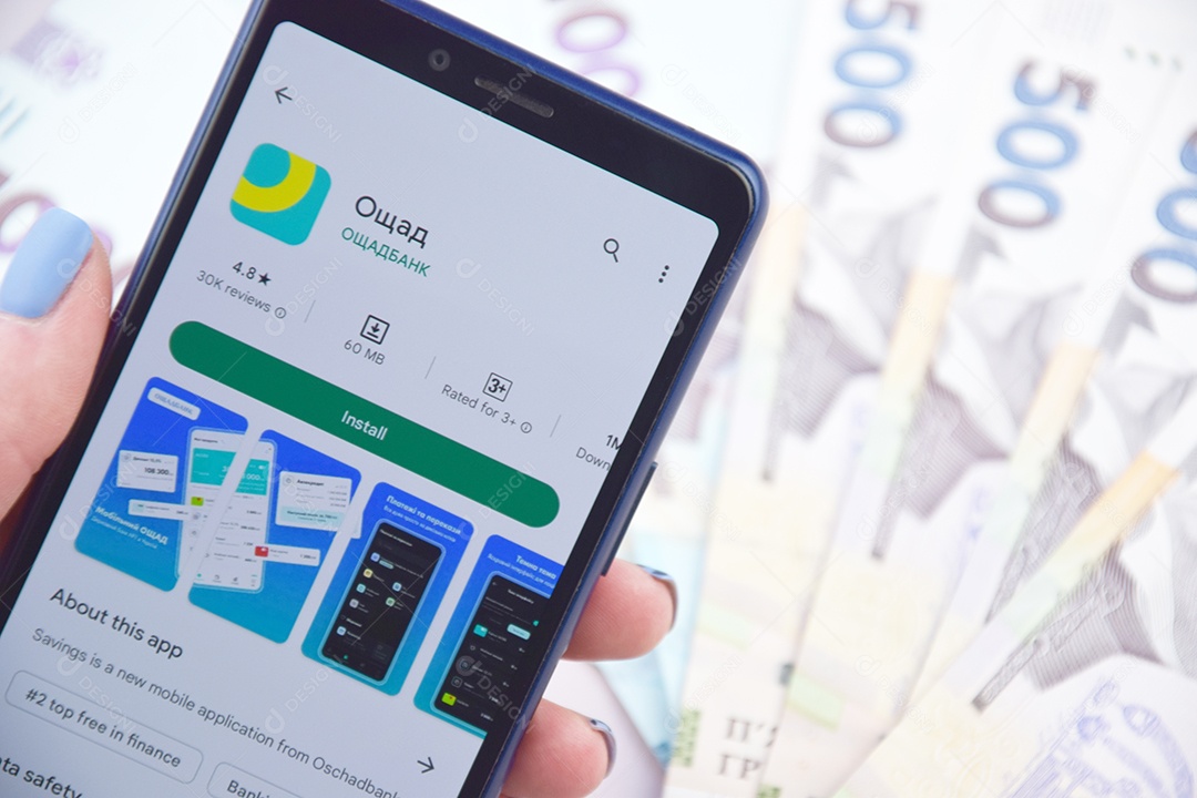 Aplicativo de banco móvel Oschad Online na Ucrânia