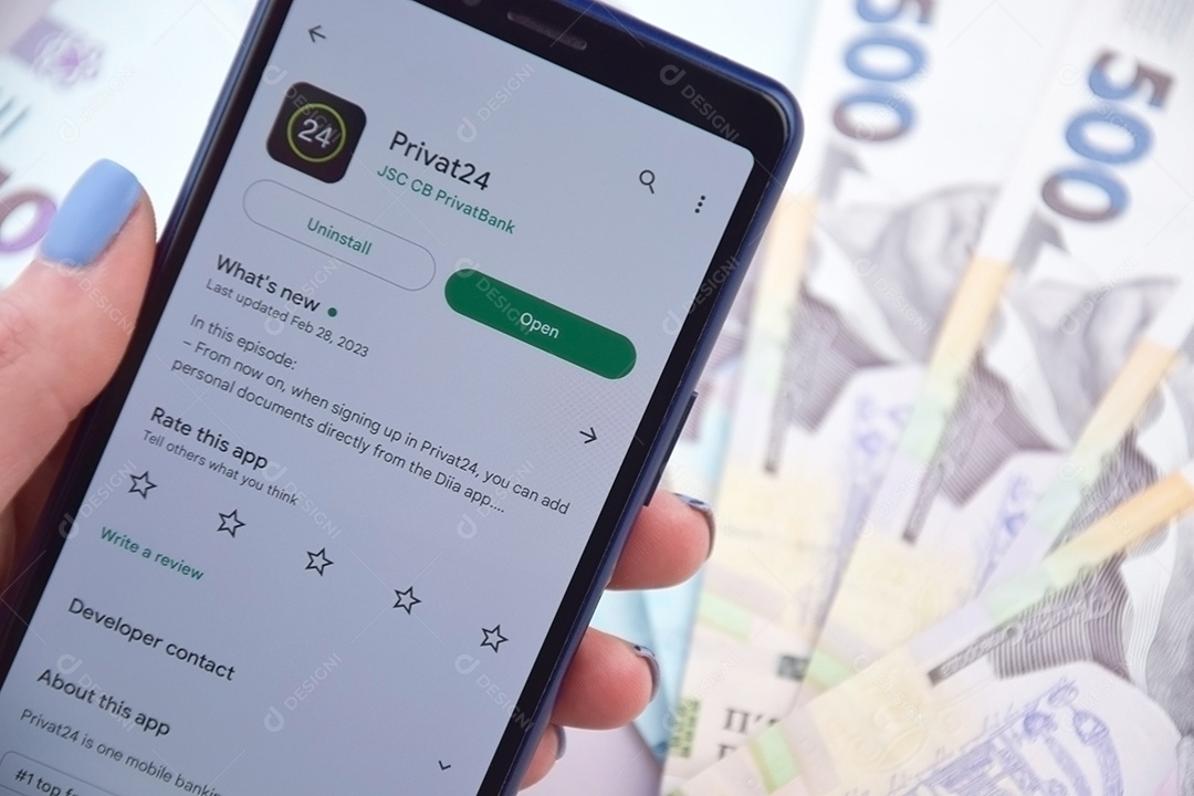 Aplicativo móvel de banco PrivatBank na Ucrânia