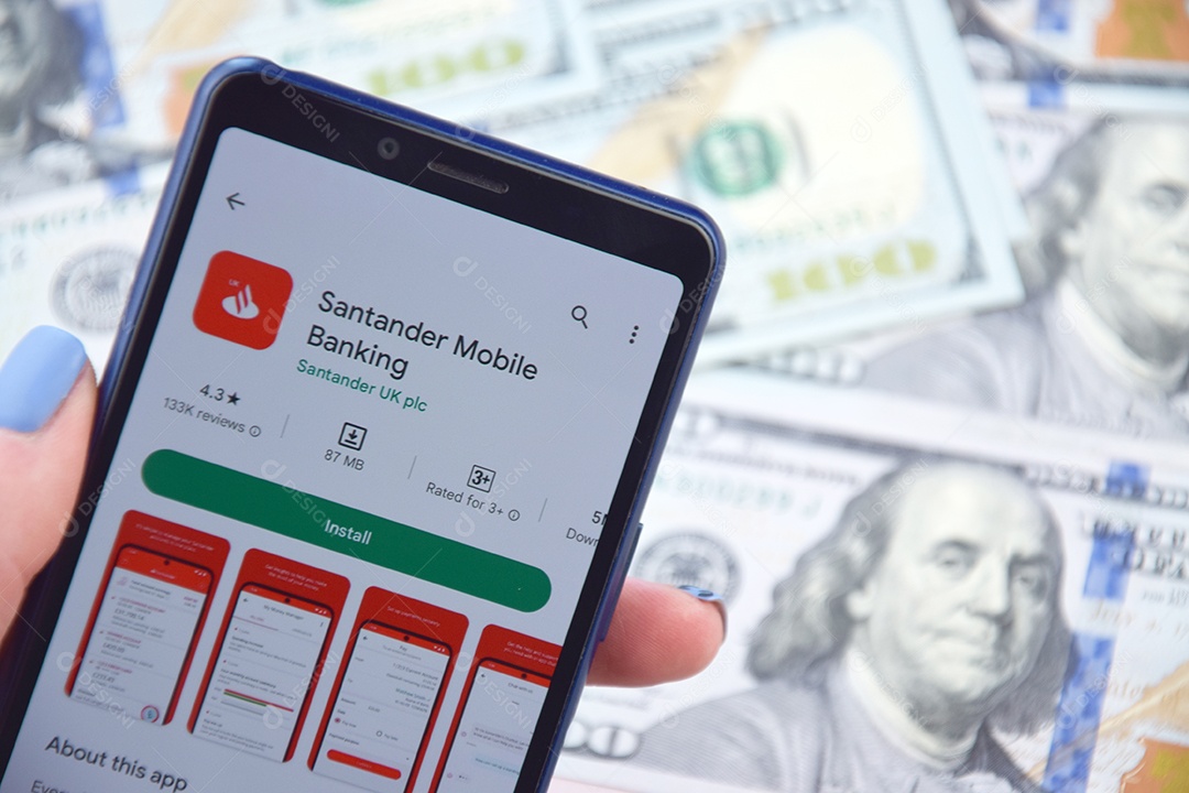 Aplicativo de banco Santander móvel