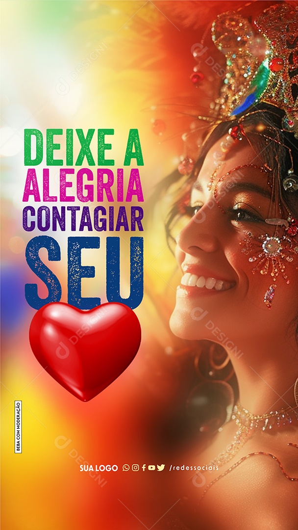 Story Carnaval Deixe a Alegria Contagiar seu Coração Social Media PSD Editável