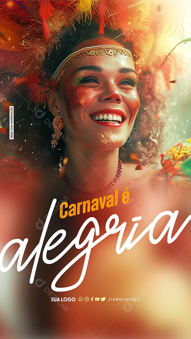 Story Carnaval é Alegria Social Media PSD Editável