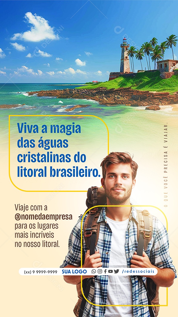 Story Viva a Magia das Águas Cristalinas do Litoral Brasileiro Social Media PSD Editável