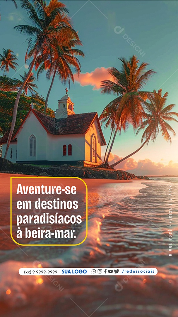 Story Aventure-se em Destinos Paradisíacos a Beira-Mar Socia Media PSD Editável