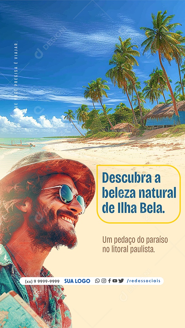 Story Descubra a Beleza Natural de Ilha Bela um Pedaço do Paraíso Social Media PSD Editável