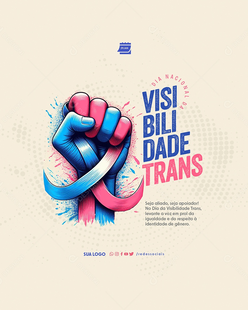 National Trans Visibility Day January 29 Be an Ally Supporter Social Media Editable PSD