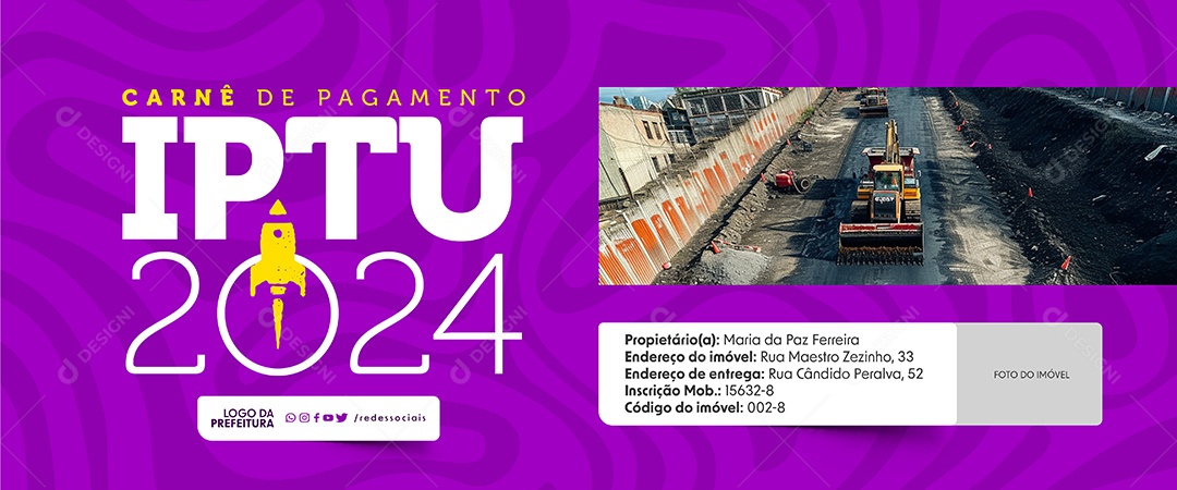 Carnê de Pagamento IPTU 2024 Social Media PSD Editável