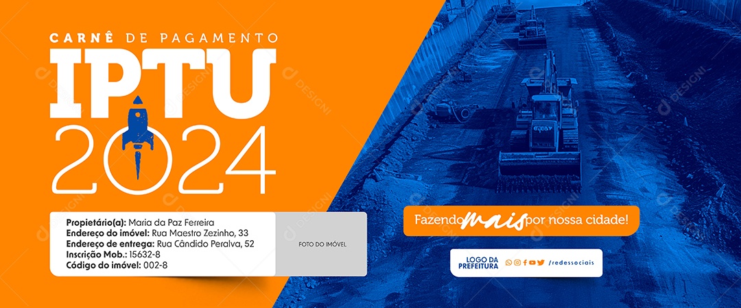 IPTU 2024 Fazendo mais por nossa Cidade Socil Media PSD Editável