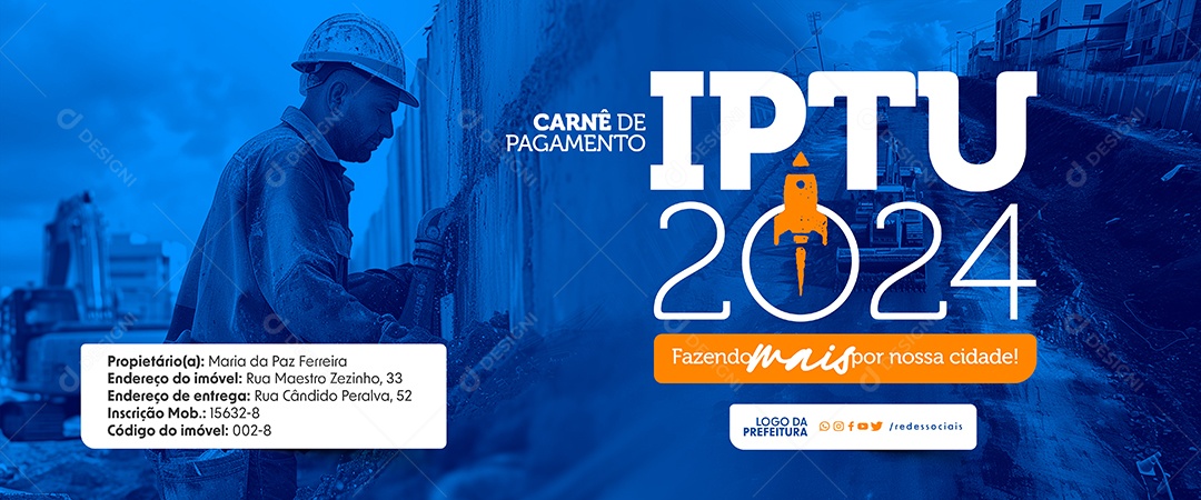 Carnê de Pagamento IPTU 2024 Fazendo Mais por nossa Cidade Social Media PSD Editável