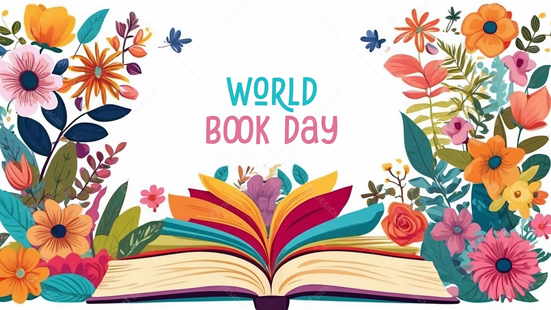 Fundo de modelo do dia mundial do livro para ilustração de mídia social IA generativa