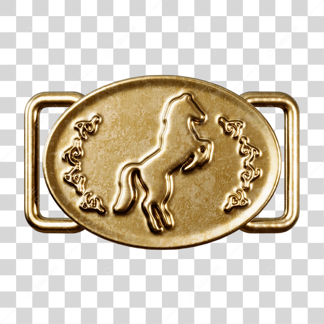 Elemento 3D Fivela Dourada PNG Transparente