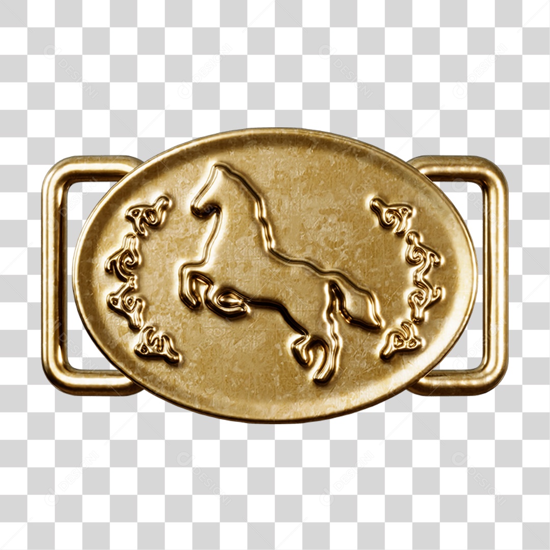 Elemento 3D Fivela Dourada PNG Transparente