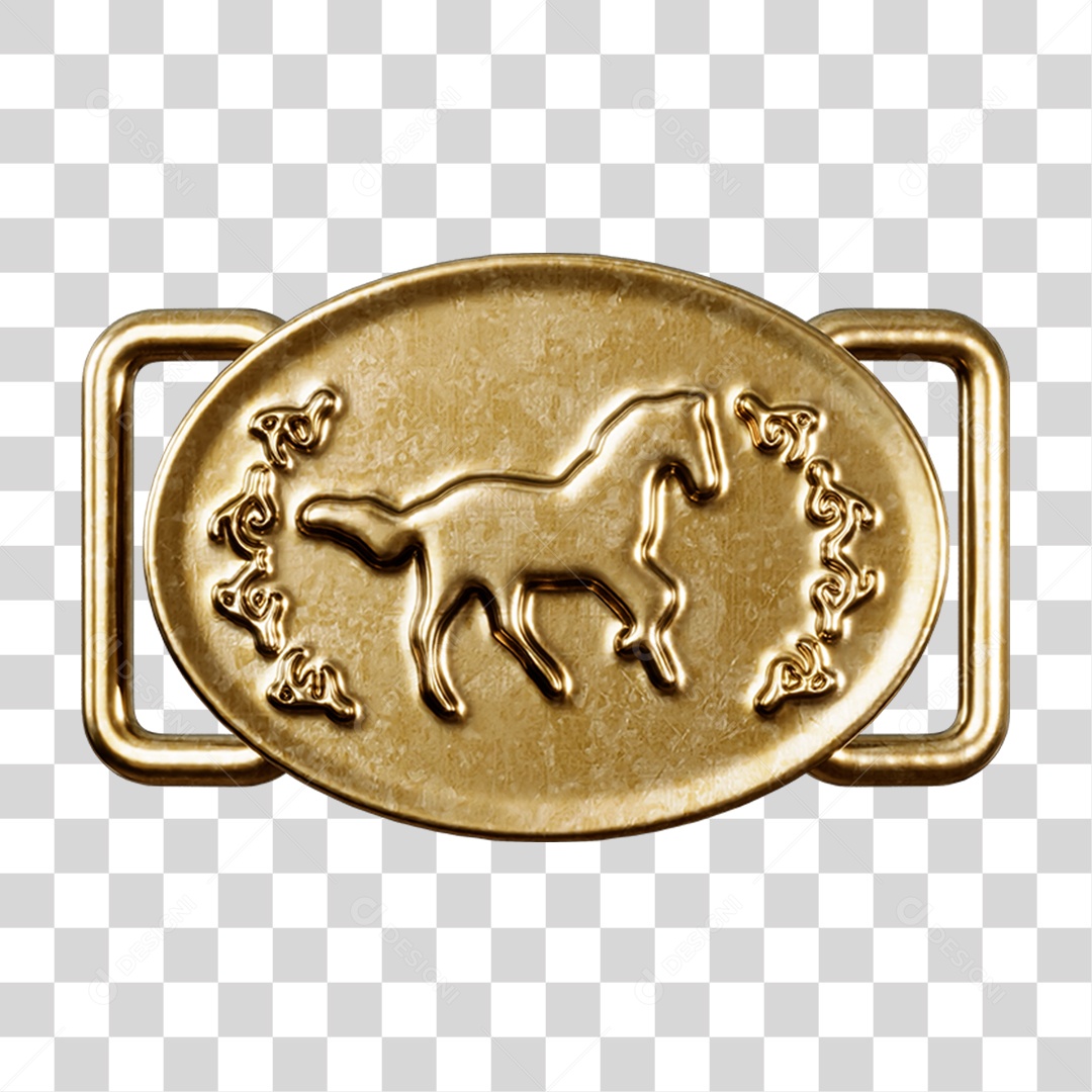 Elemento 3D Fivela Dourada PNG Transparente