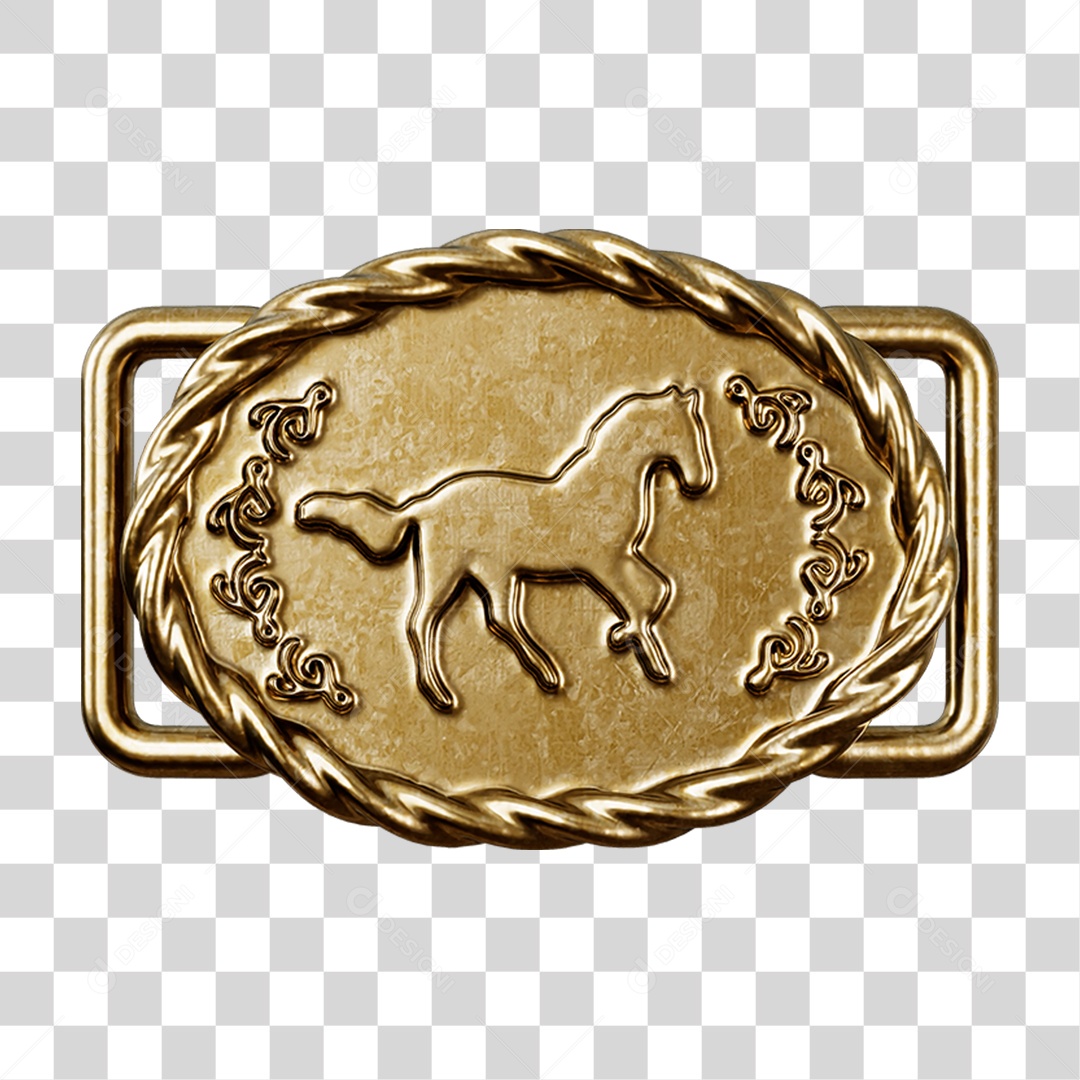 Elemento 3D Fivela Dourada PNG Transparente