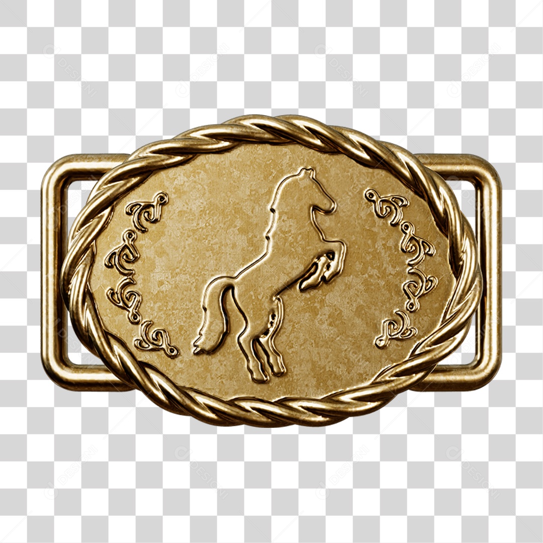Elemento 3D Fivela Dourada PNG Transparente