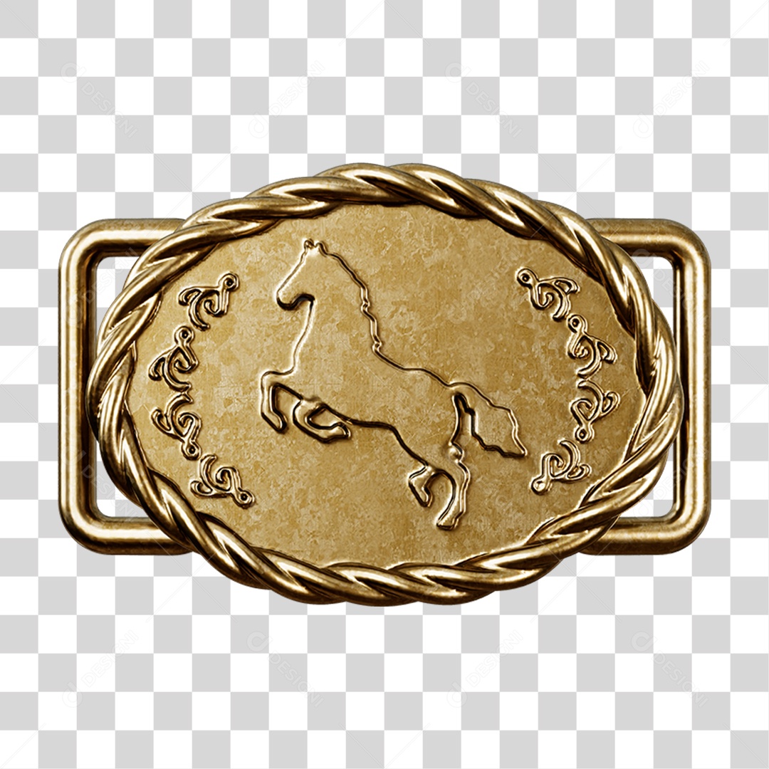 Elemento 3D Fivela Dourada PNG Transparente