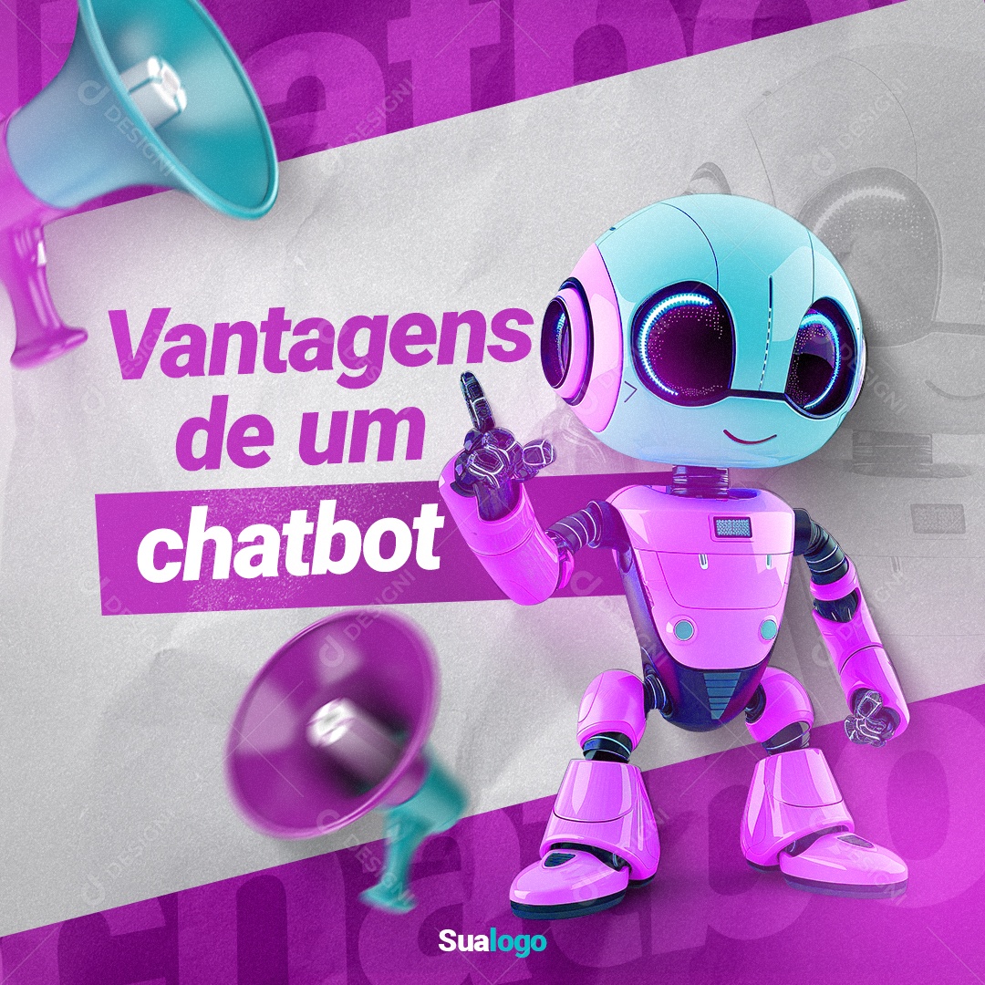Agência De Marketing Vantagens de um chatbot Social Media PSD Editável