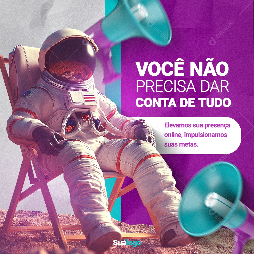 Agência De Marketing Você não precisa dar conta de tudo Social Media PSD Editável