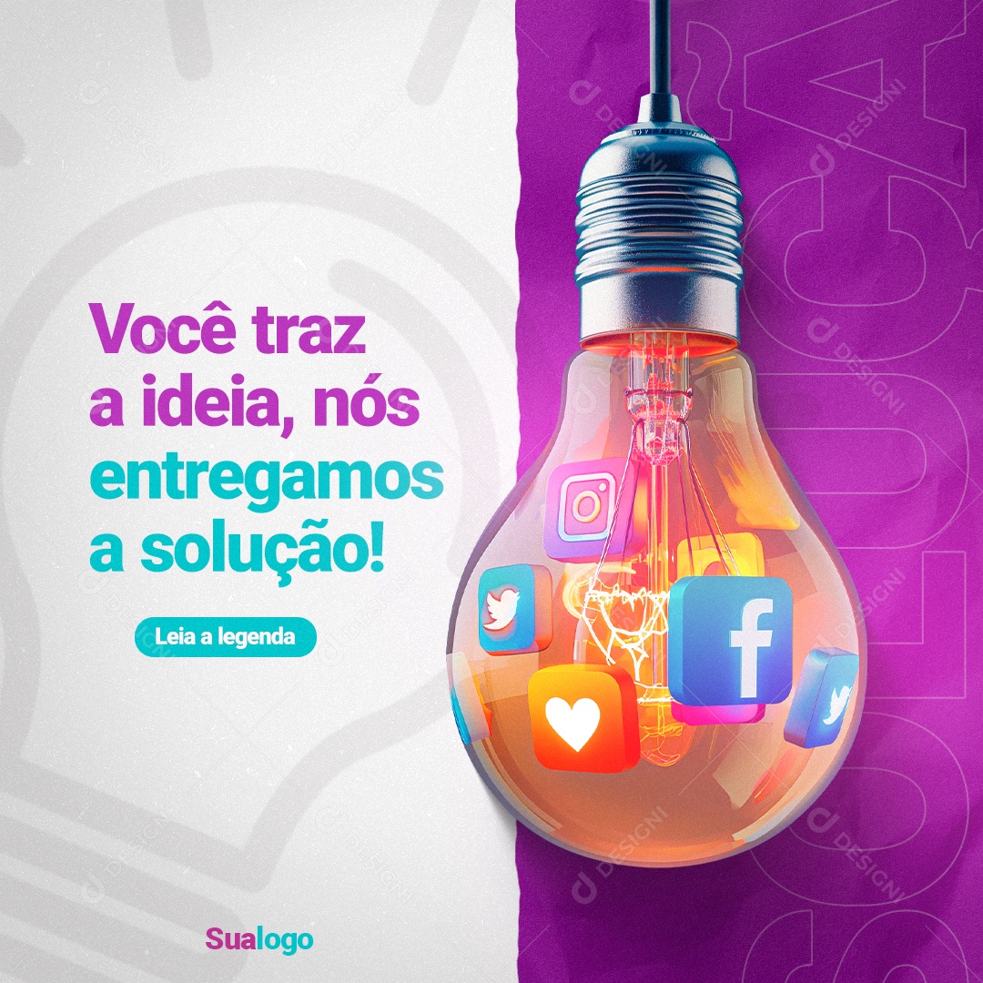 Agência De Marketing Você traz a ideia nos entregamos Social Media PSD Editável
