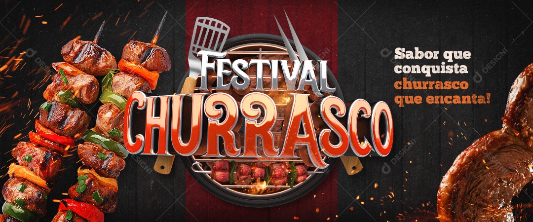 Banner Festival Churrasco Sabor que conquista churrasco que encanta Social Media PSD Editável