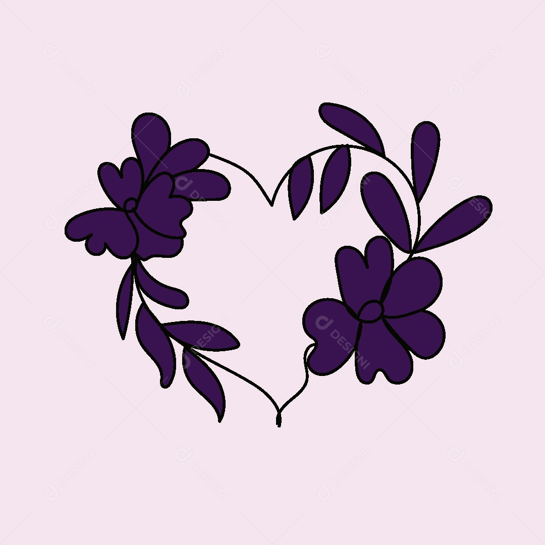 Desenhos de Flores Feito a Mão Vetor EPS