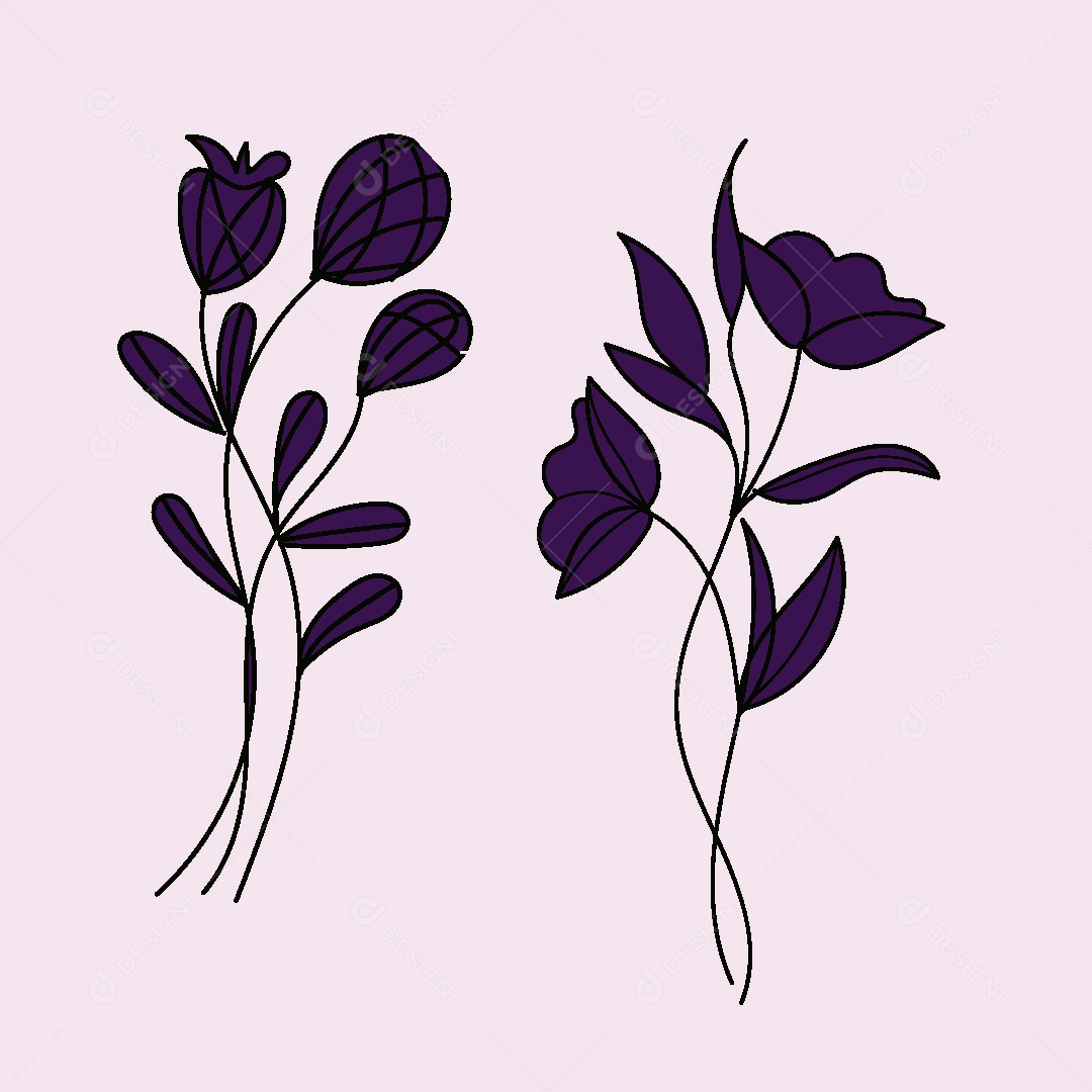 Desenhos de Flores Feito a Mão Vetor EPS