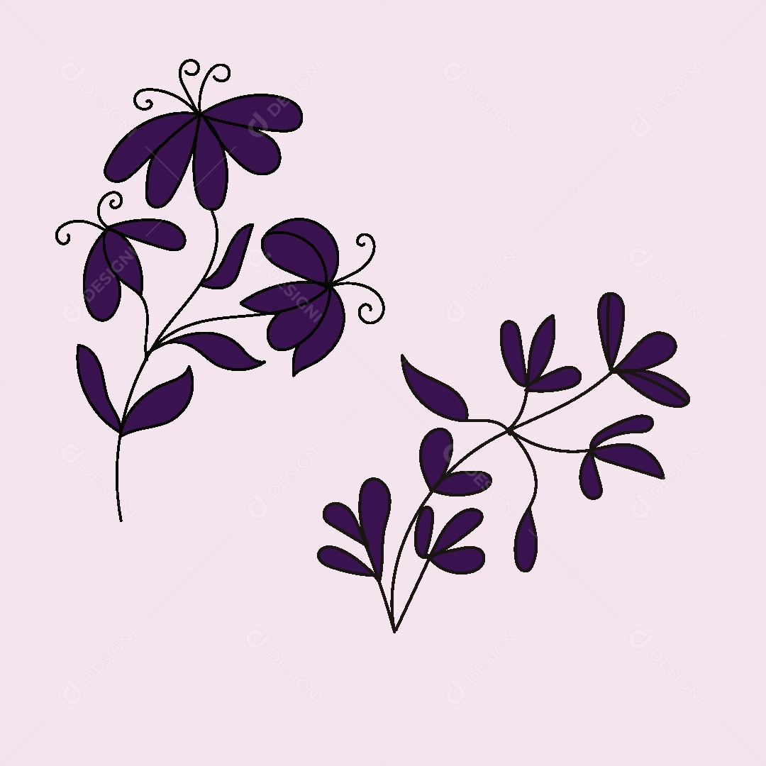 Desenhos de Flores Feito a Mão Vetor EPS