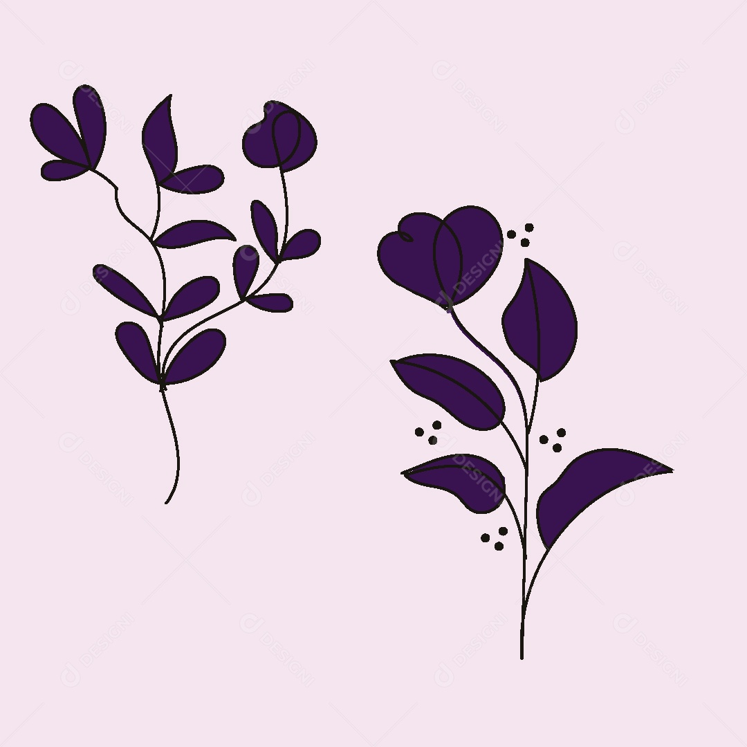 Desenhos de Flores Feito a Mão Vetor EPS