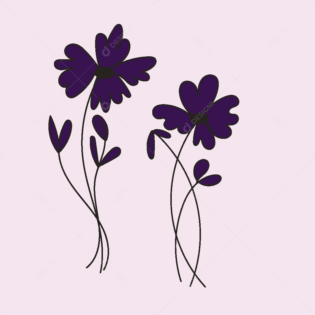 Desenhos de Flores Feito a Mão Vetor EPS