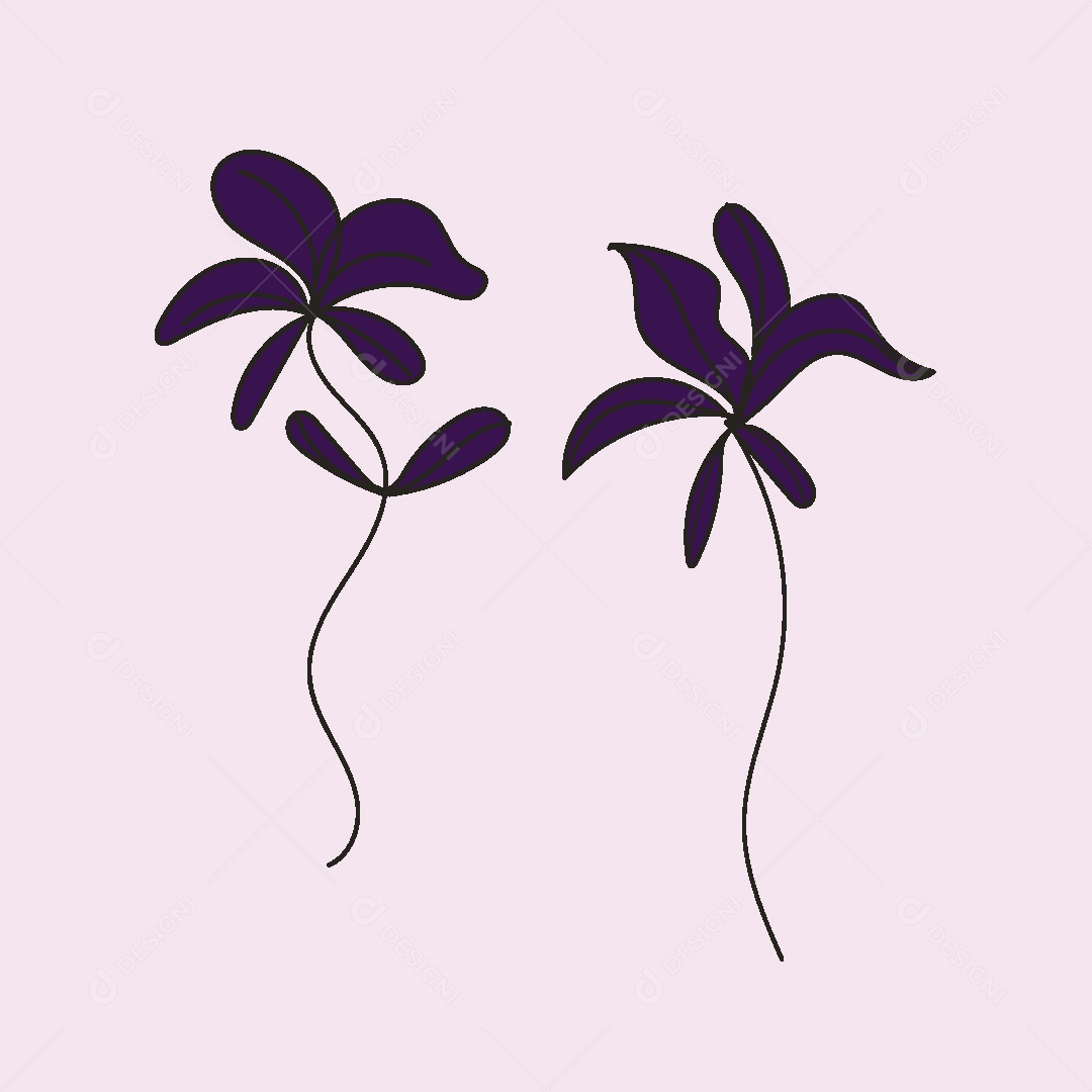 Desenhos de Flores Feito a Mão Vetor EPS