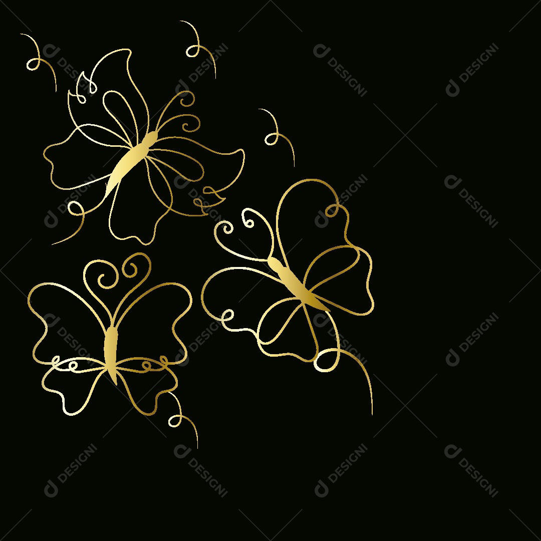 Desenhos de Borboletas Feito a Feito a Mão Vetor EPS