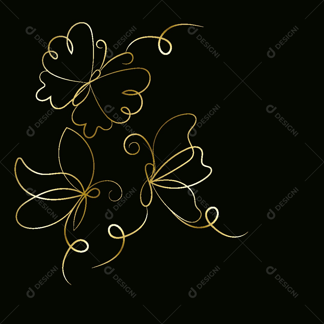 Desenhos de Borboletas Feito a Feito a Mão Vetor EPS