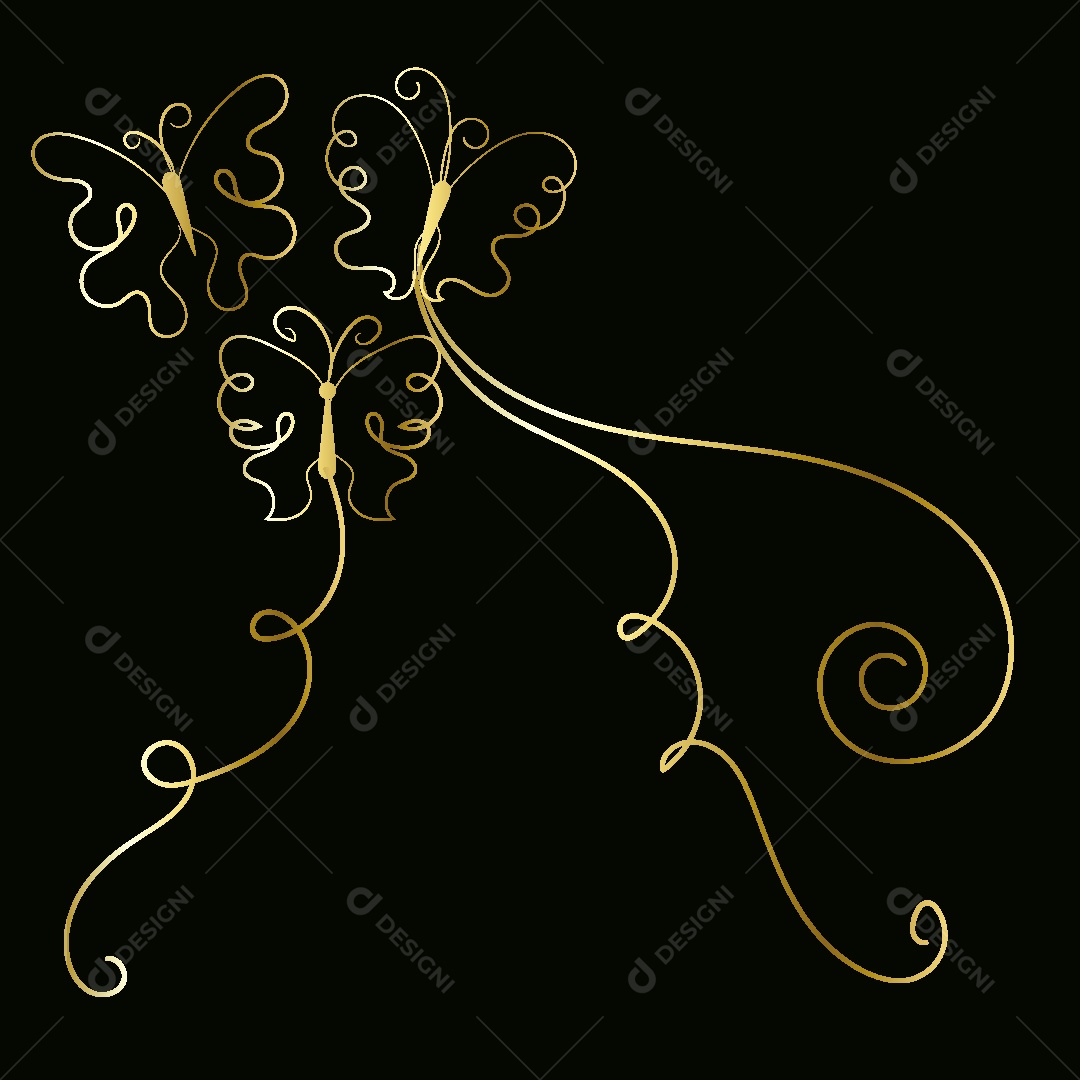 Desenhos de Borboletas Feito a Feito a Mão Vetor EPS