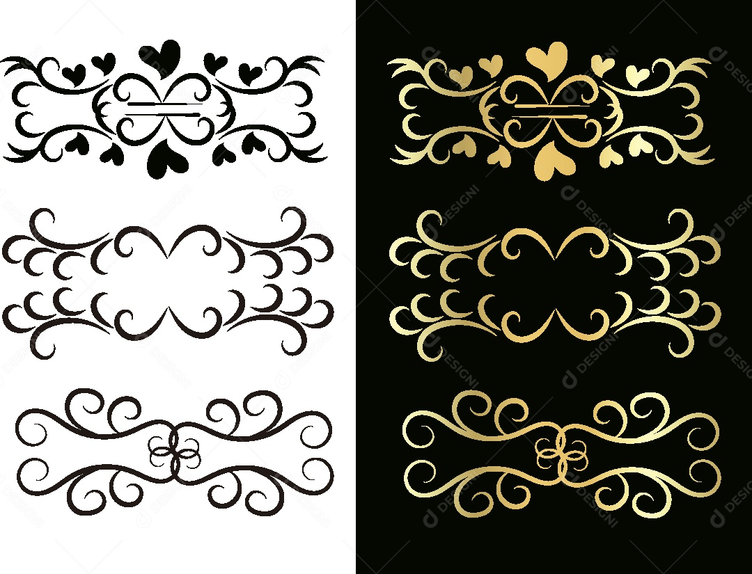 Bordas Florais Feito a Mão Vetor EPS