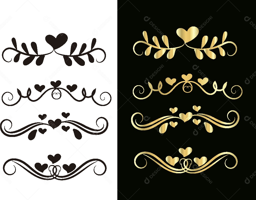 Bordas Florais Feito a Mão Vetor EPS