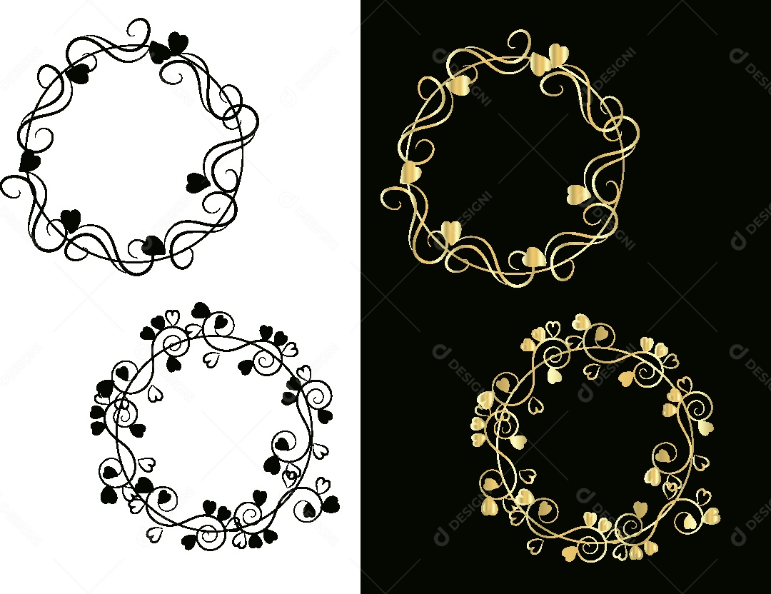 Molduras Florais Feito a Mão Vetor EPS