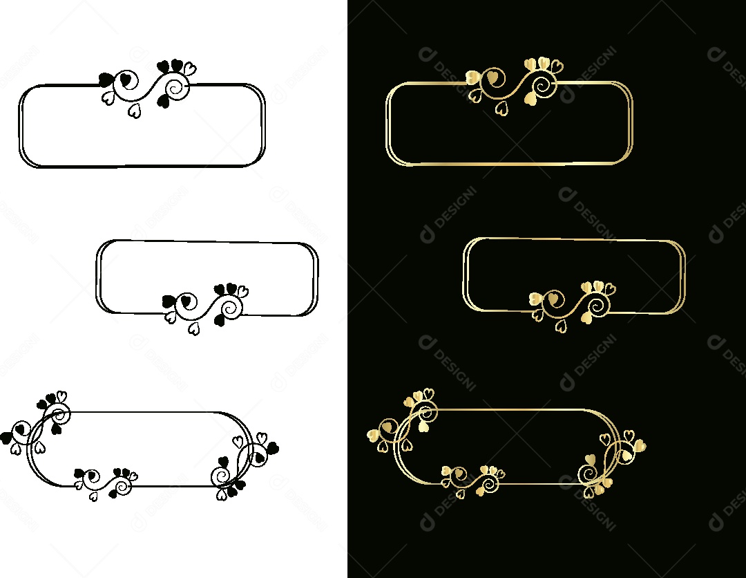 Molduras Florais Feito a Mão Vetor EPS