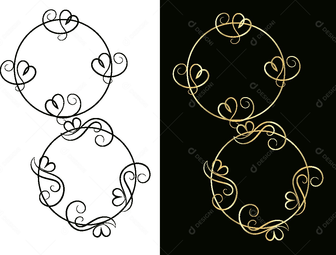 Molduras Florais Feito a Mão Vetor EPS