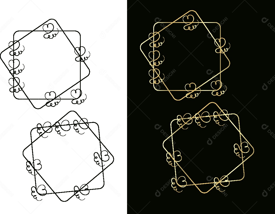 Molduras Florais Feito a Mão Vetor EPS